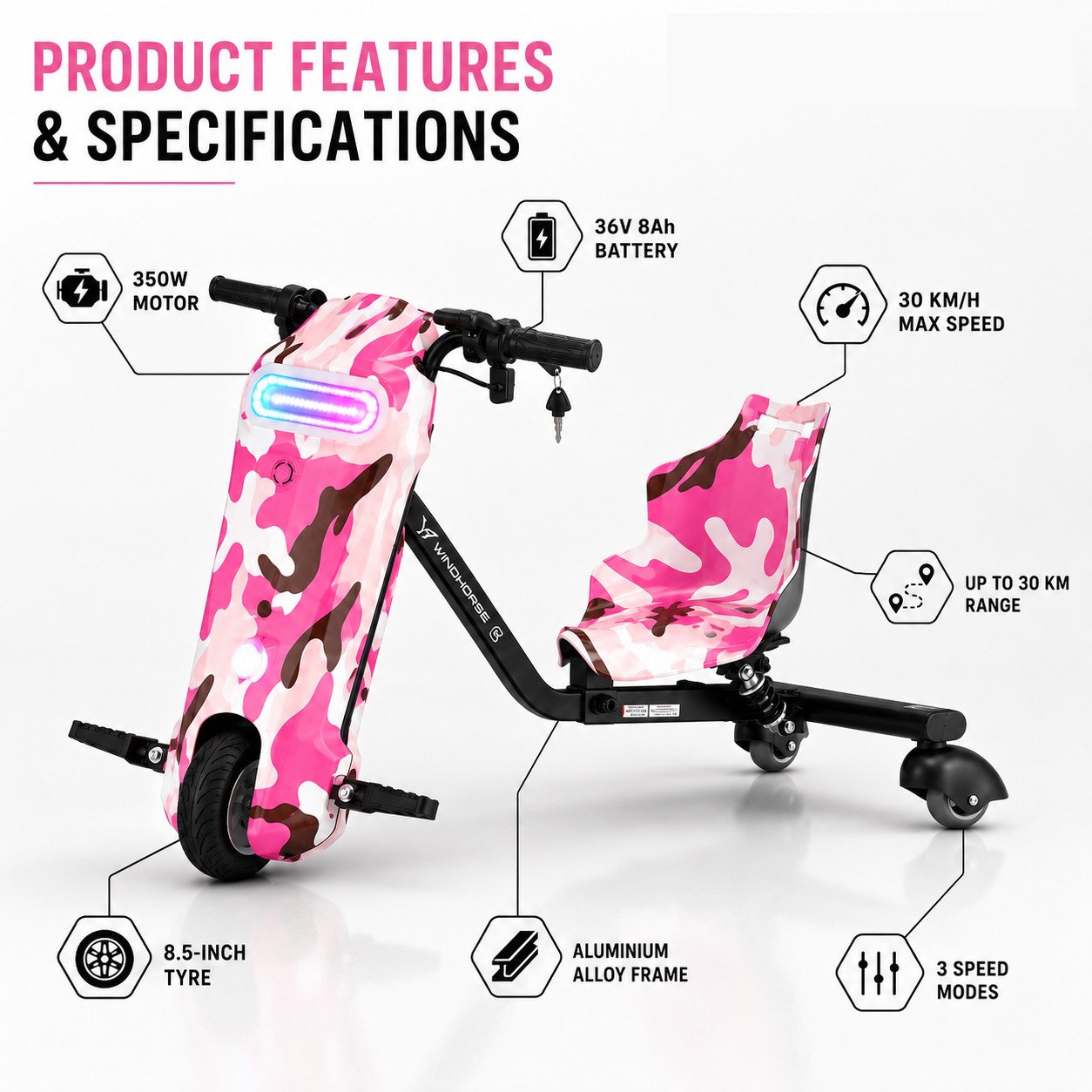 WINDHORSE P1 Pro Electric Drift Scooter for Kids & Adults 6 WINDHORSE P1 Pro Electric Drift Scooter for Kids & Adults - Image 6